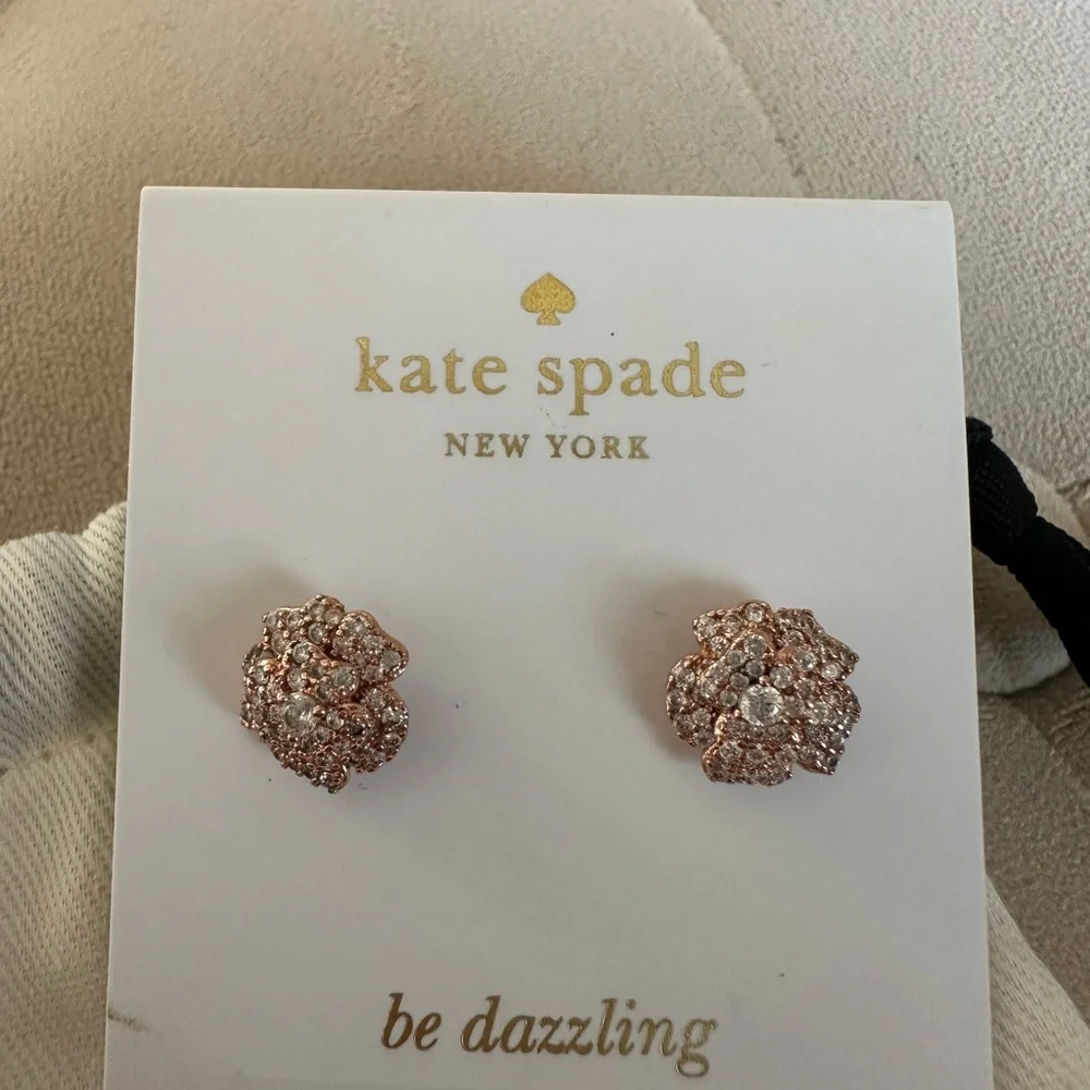 Kate Spade Sparkling Pink Flower Earrings - Picture 2 of 3